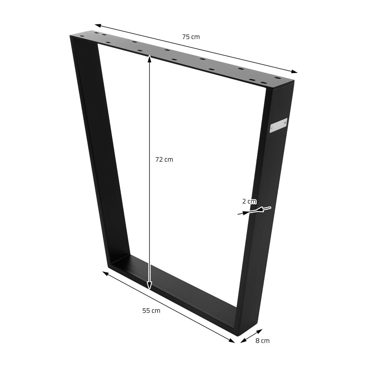 TISCHBEINE 2er Set V-Form 75 x 72 cm Schwarz - Schwarz, Metall (75/8/72cm) - ML-DESIGN