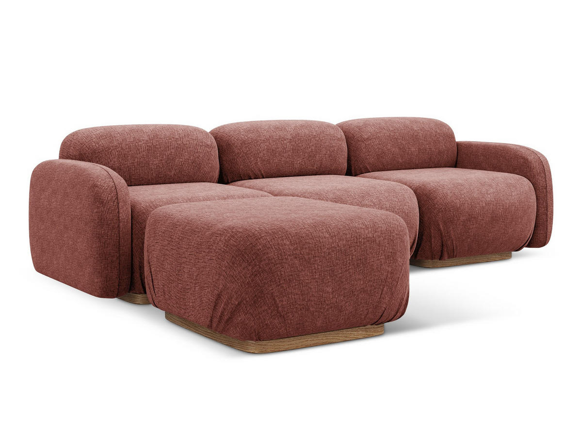 ECKSOFA Beidseitig Chenille Stoff Pink - Pink/Hellrosa, Holz/Textil (270/190cm) - Makamii