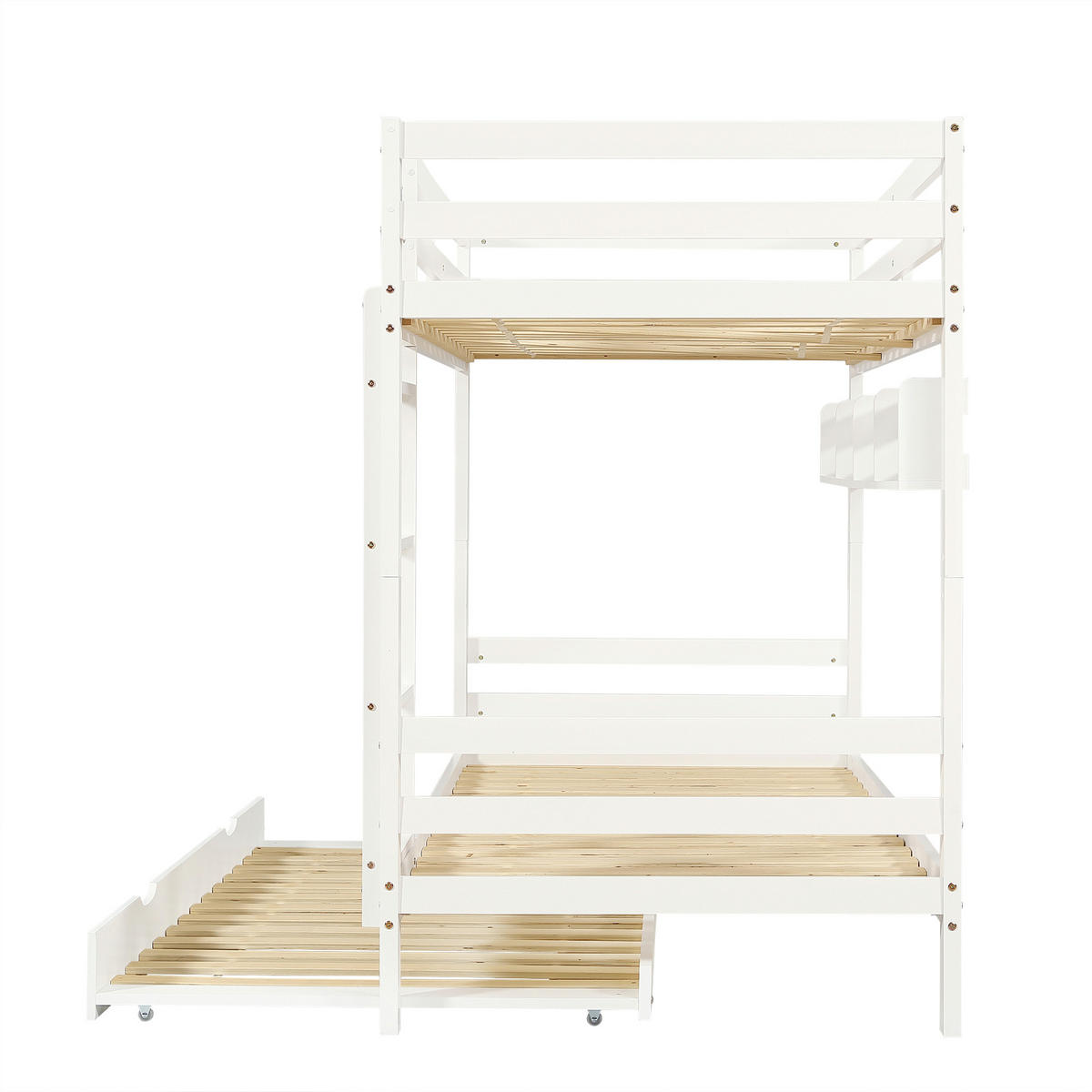 ETAGENBETT Ausziehbar Weiß 90x200cm - Weiß, Holz (90/200cm) - ComfortXL