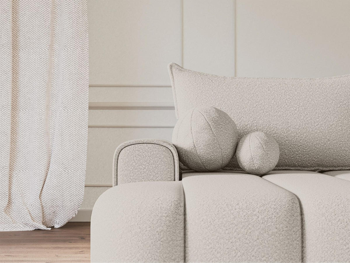 ECKSOFA Dandelino Creme mit Bouclé-Bezug, links - Creme/Schwarz, Kunststoff/Textil (275/168cm) - Selsey