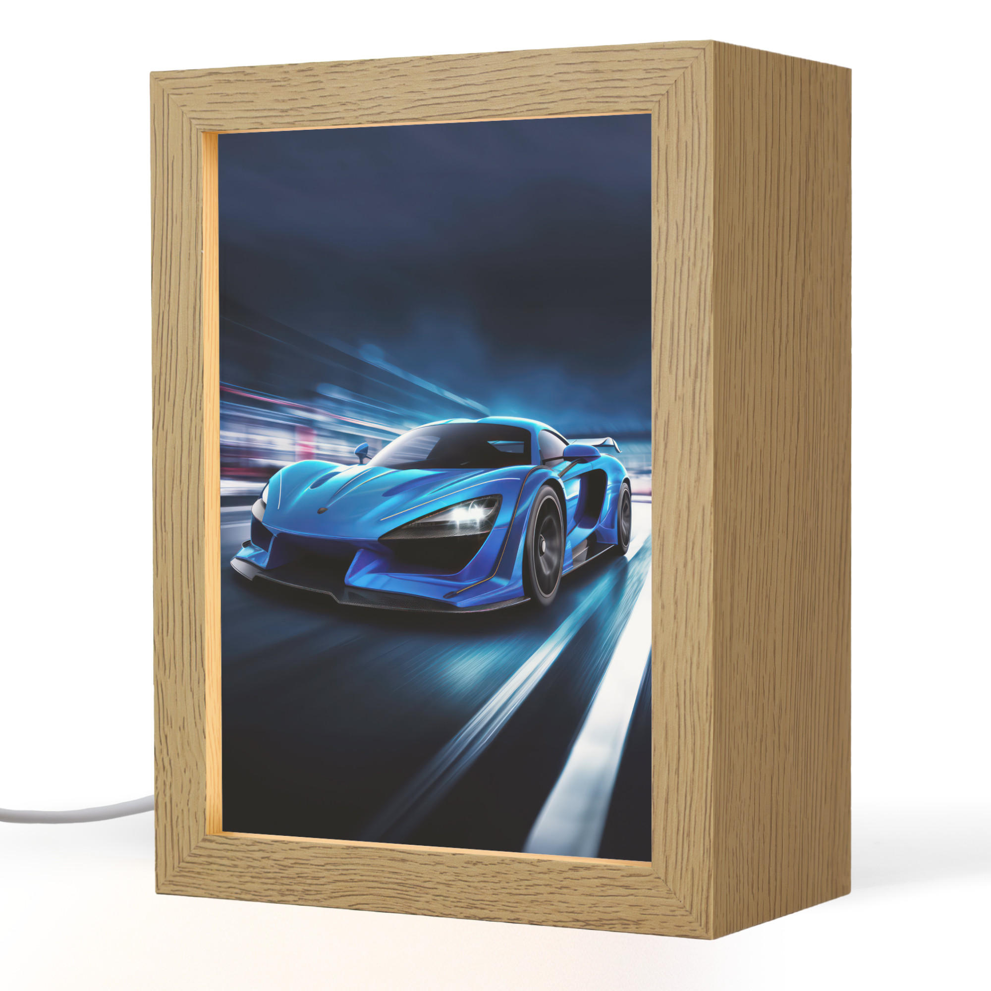 OnlyWow NOČNÍ LAMPIČKA Auto - Modrá - Chlapci - Dítě 15x20 cm