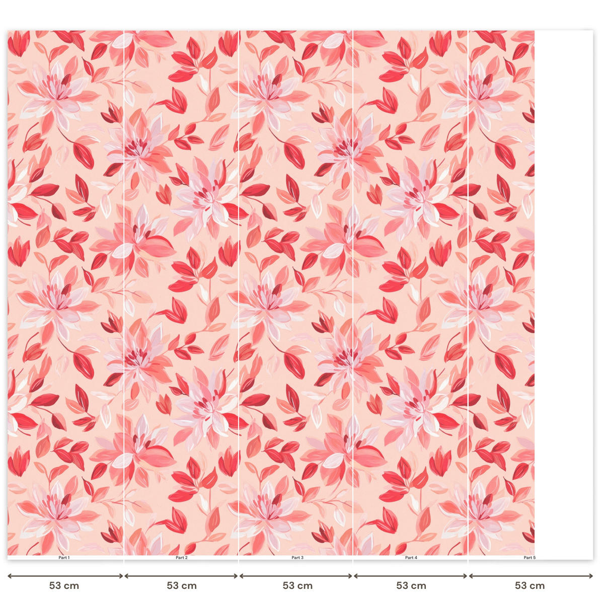 TAPETE - Botanisch - Blumen - Rot - 240x240 cm - Koralle, Papier (240/240cm) - OnlyWow