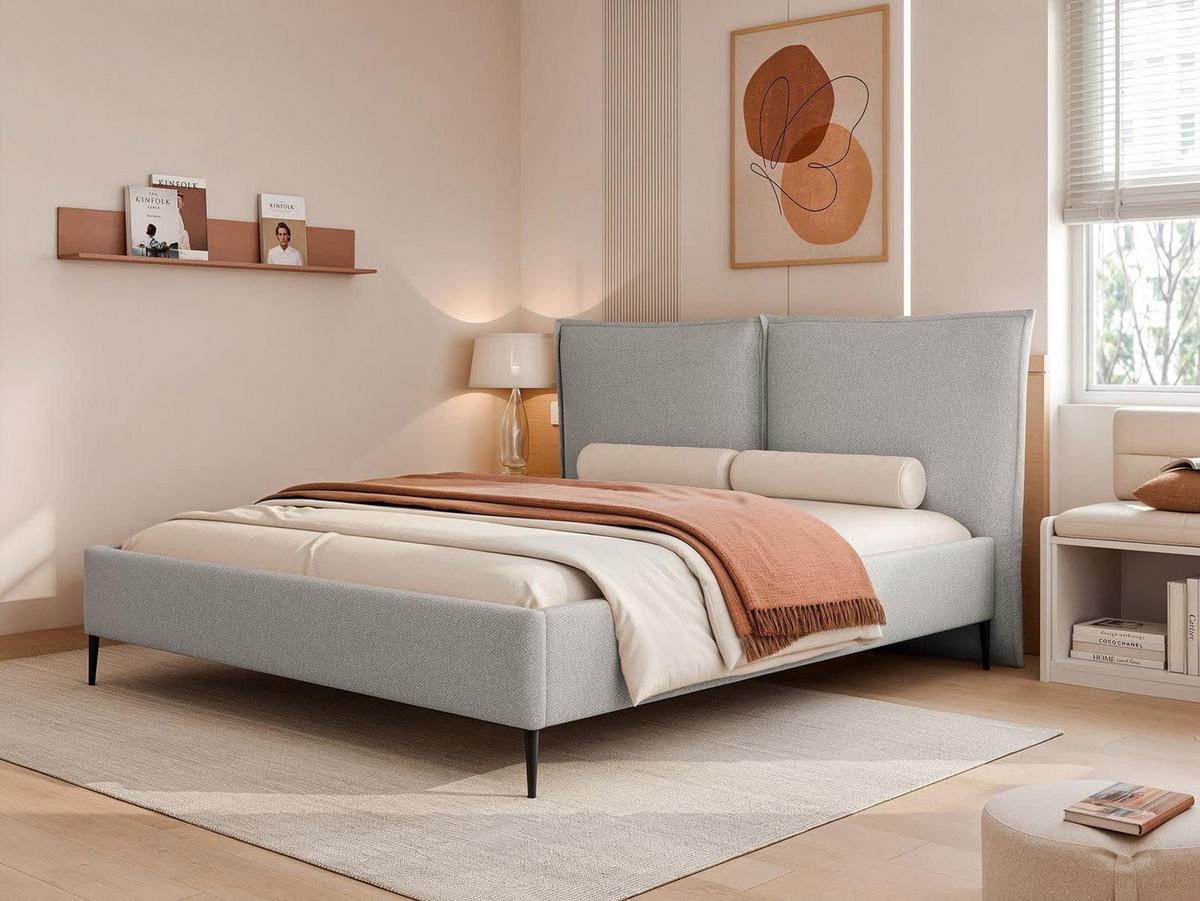 POLSTERBETT metallrahmen grau 120x200 ORION - Grau, Holzwerkstoff (120/200cm) - Compleo24