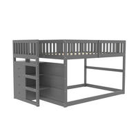 ETAGENBETT aus Holz 140x200 cm Grau mit Sicherheitstreppe, 4 Schubladen und hohem Fallschutz - Grau, Holzwerkstoff (140/200cm) - Modfu