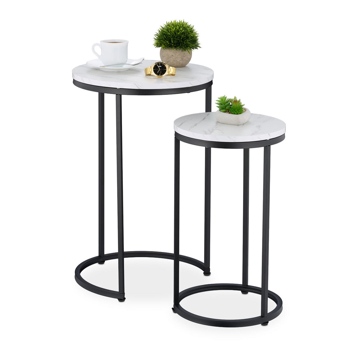SATZTISCH-SET 2-tlg. - Multicolor, Holzwerkstoff/Kunststoff (40/40/61.5cm) - Relaxdays
