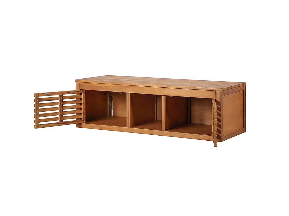 DOPPELWASCHTISCH - 130 cm x 50 cm - holz - naturfarben dunkel Penebel - Naturfarben, Holz (130/40/50cm) - Vente-Unique