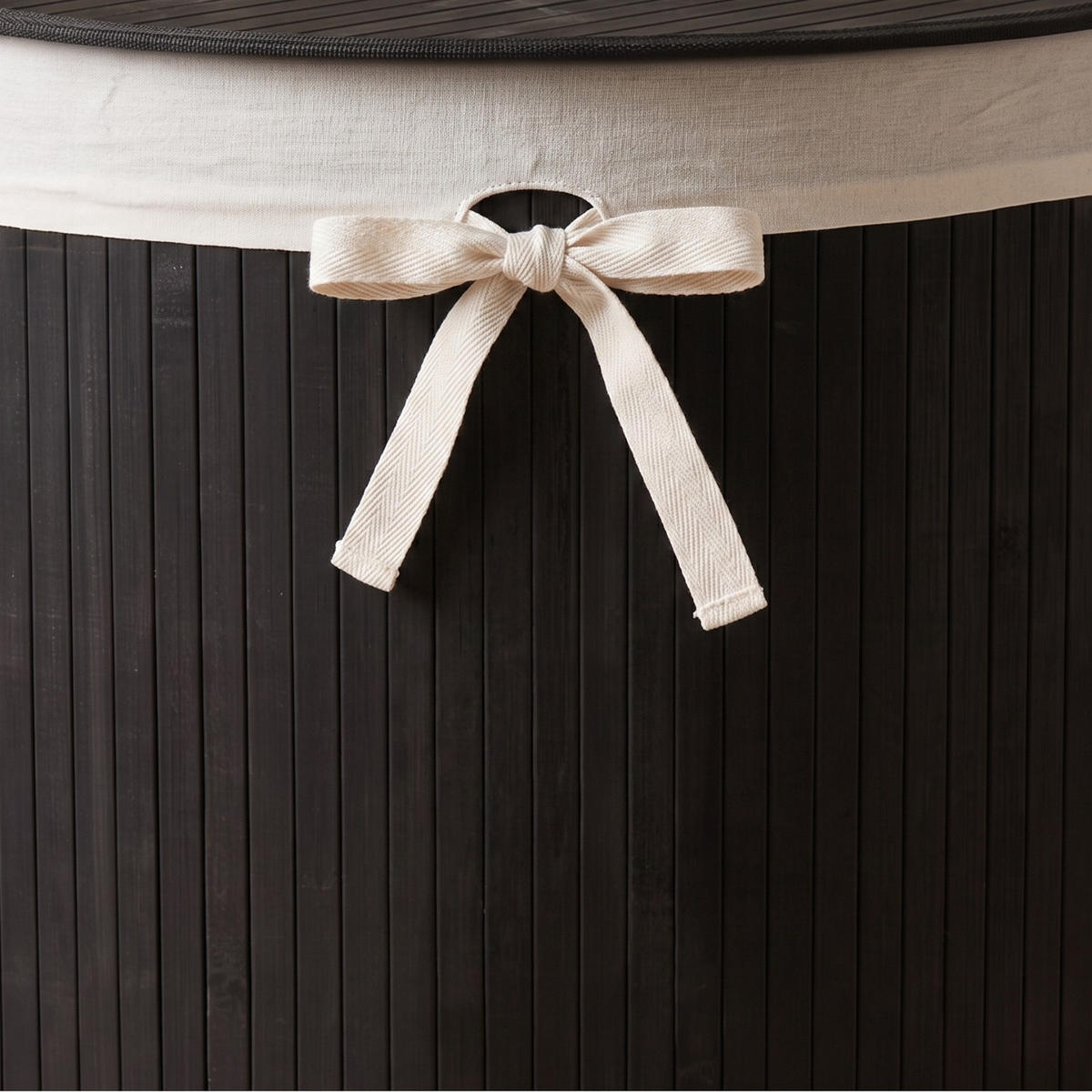 WÄSCHEKORB aus Bambus 60 l 37/37/60 cm - Schwarz, Naturmaterialien (37/60/37cm) - NUXIO