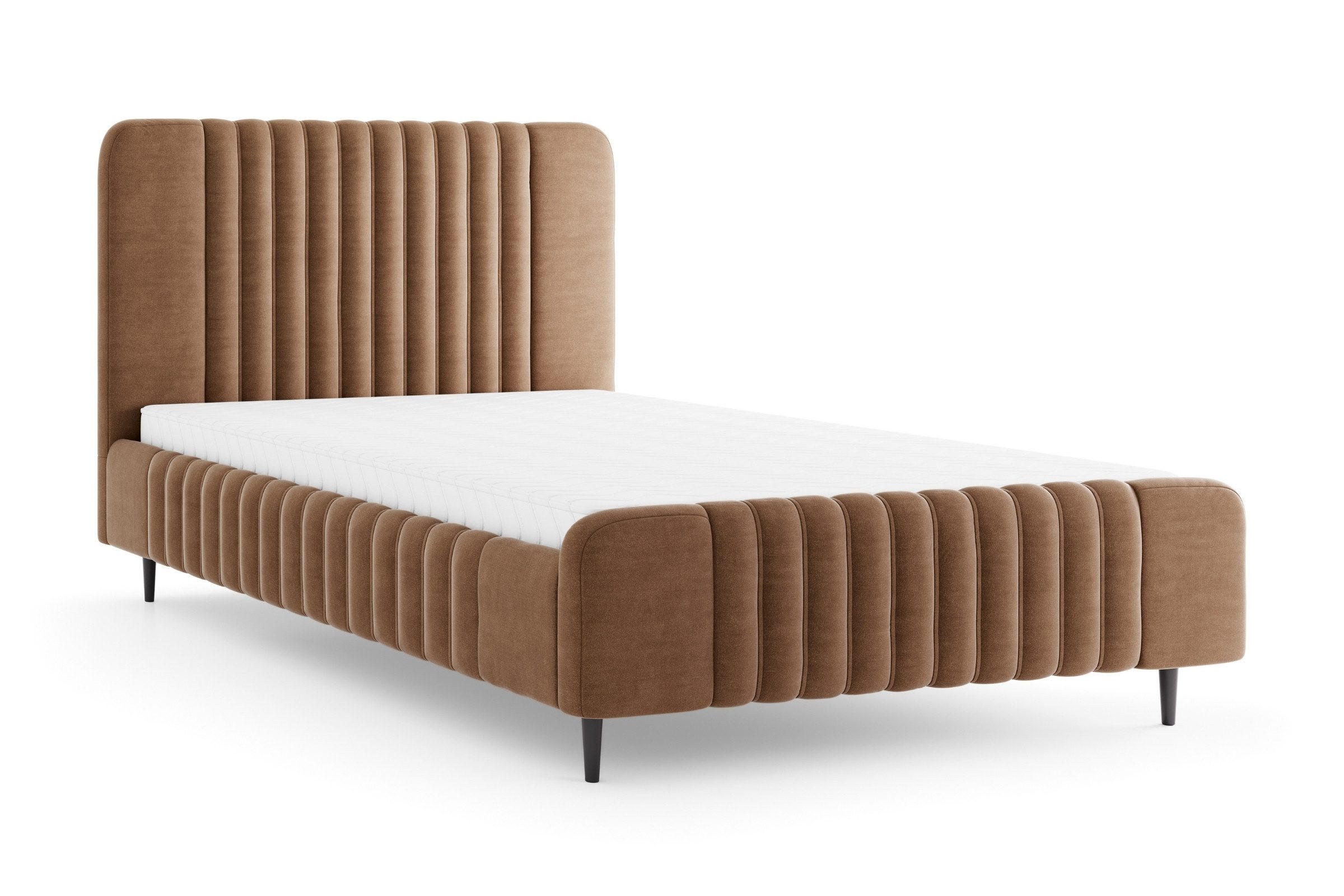 POLSTERBETT AURO 11 140/200 cm in Velours Braun - Braun, Holzwerkstoff (140/200cm) - Deine Möbel 24