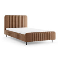 POLSTERBETT AURO 11 140/200 cm in Velours Braun - Braun, Holzwerkstoff (140/200cm) - Deine Möbel 24