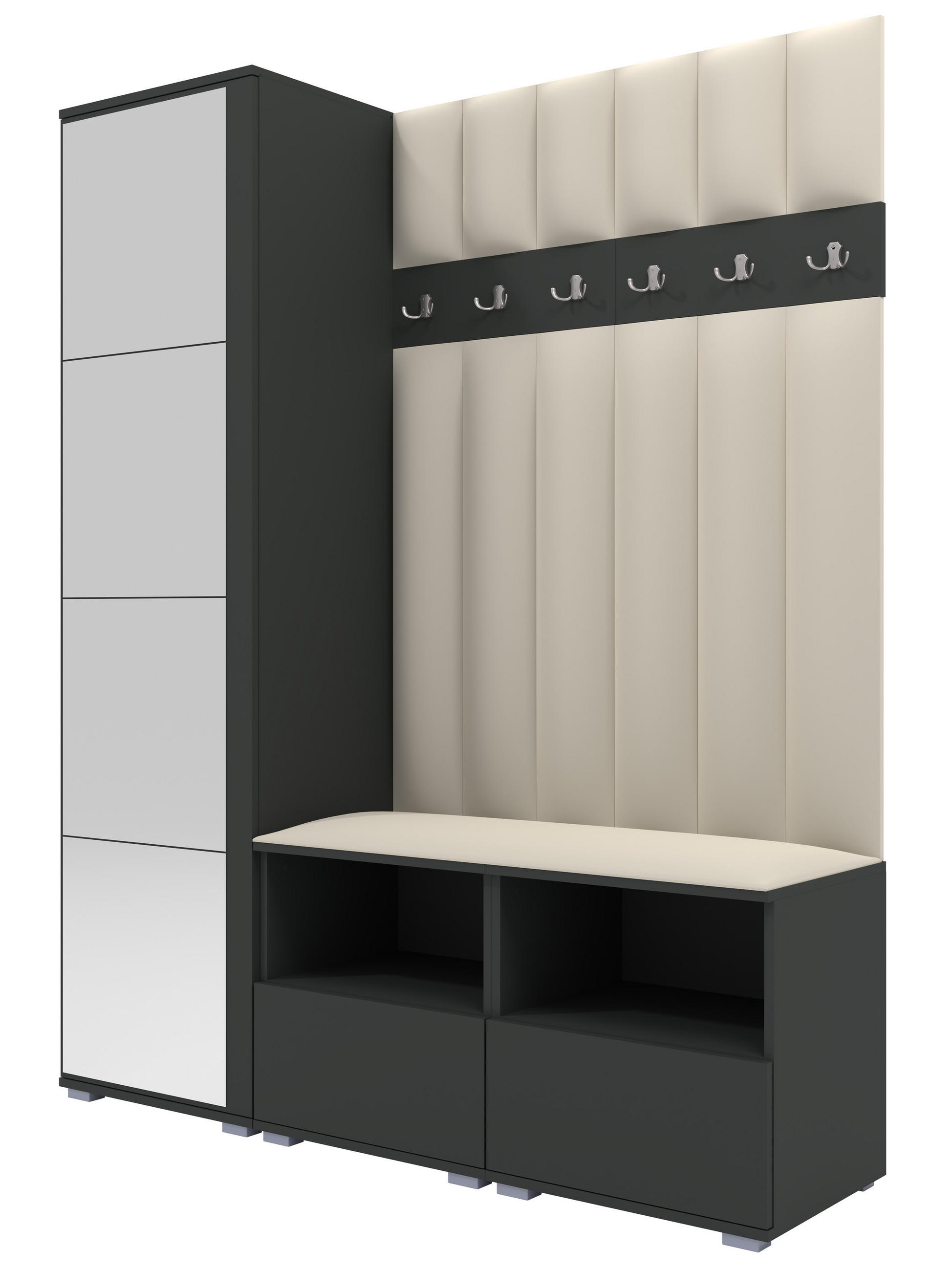 Ravio Gepolstert Graphit, Creme 150x187x40 cm