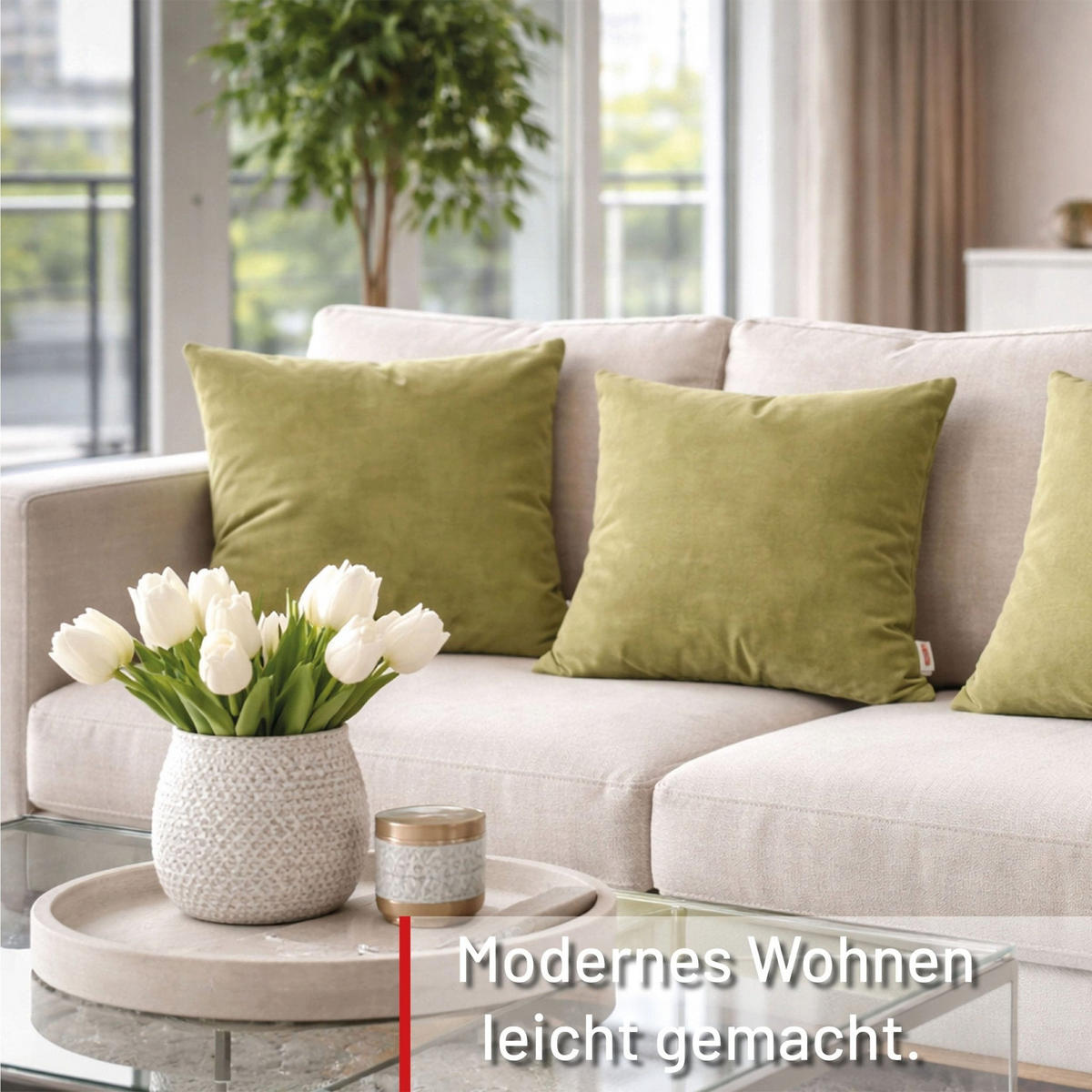 DEKOKISSEN Uni Grün 45x45 cm mit Füllung - Grün, Textil (45/45cm) - Deco-Raum