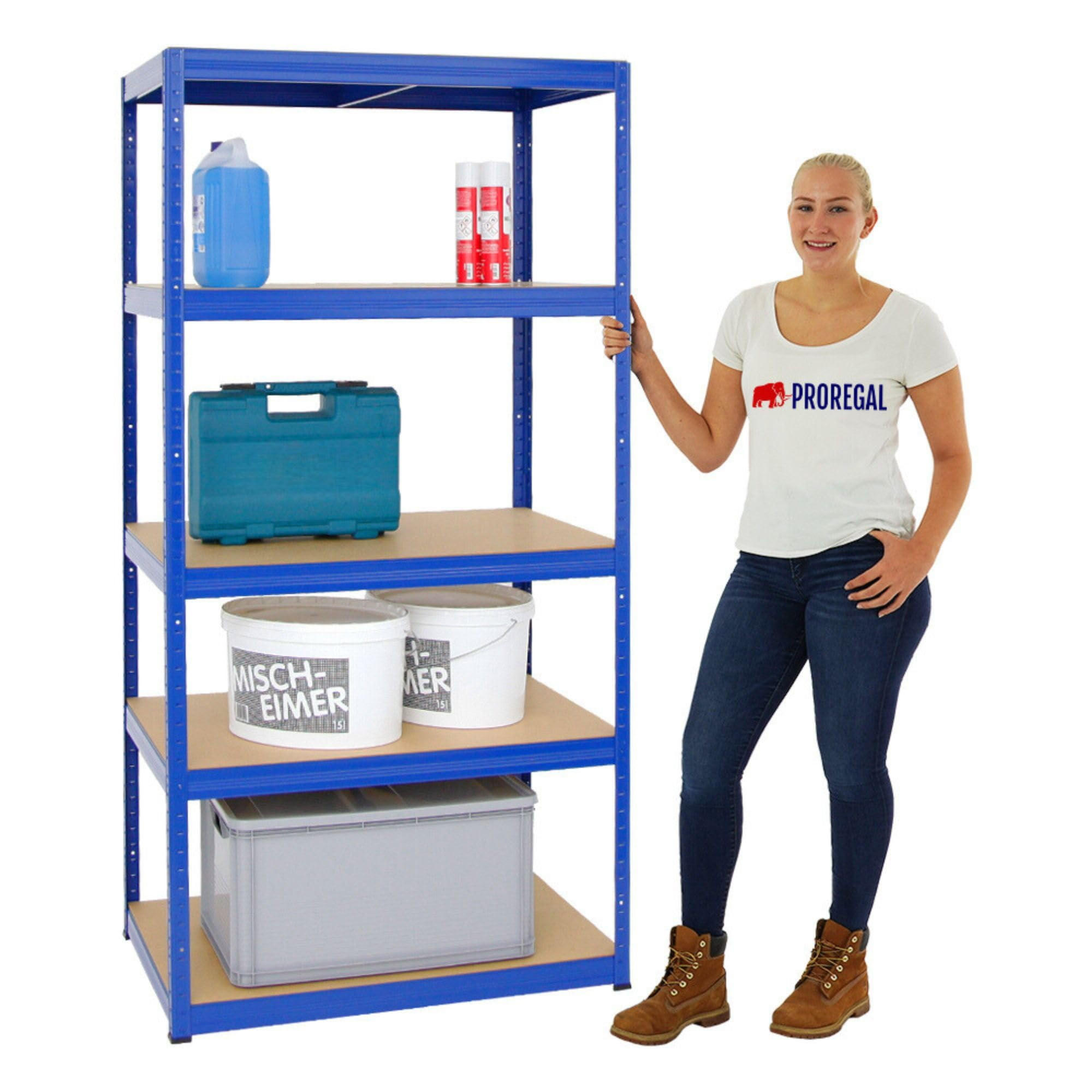 SCHWERLASTREGAL Slim Elephant M 180x90x60 cm 5 Ebenen Fachlast 350 kg Blau - Blau, Metall (90/180/60cm) - PROREGAL