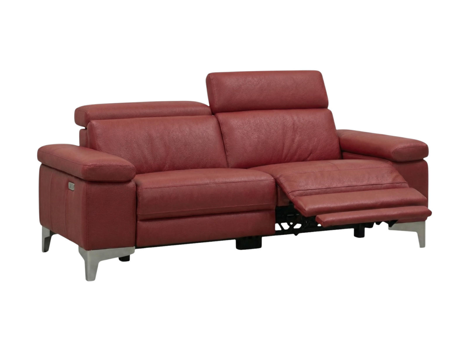 3-SITZER Sofa Talisman Echtleder mit 1 x Relaxfunktion Rot - Rot, Leder/Metall (216/80/100cm)