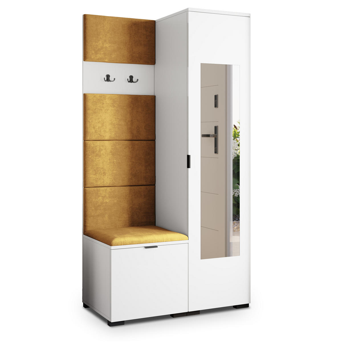 GARDEROBENSCHRANK VIRA 95/181/51 cm Modern Garderobe-Set Weiß - Gelb/Weiß, Holzwerkstoff (95/181/51cm) - MASSENO