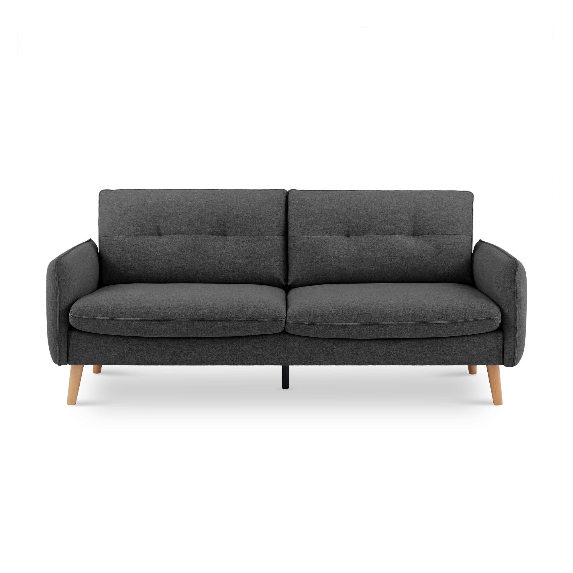 3-SITZER-SOFA Chloé Skandinavisches aus dunkelgrauem Stoff - Dunkelgrau/Akaziefarben, Holz/Holzwerkstoff (210/92/82cm) - Sicaan