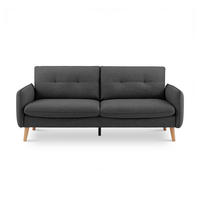 3-SITZER-SOFA Chloé Skandinavisches aus dunkelgrauem Stoff - Dunkelgrau/Akaziefarben, Holz/Holzwerkstoff (210/92/82cm) - Sicaan