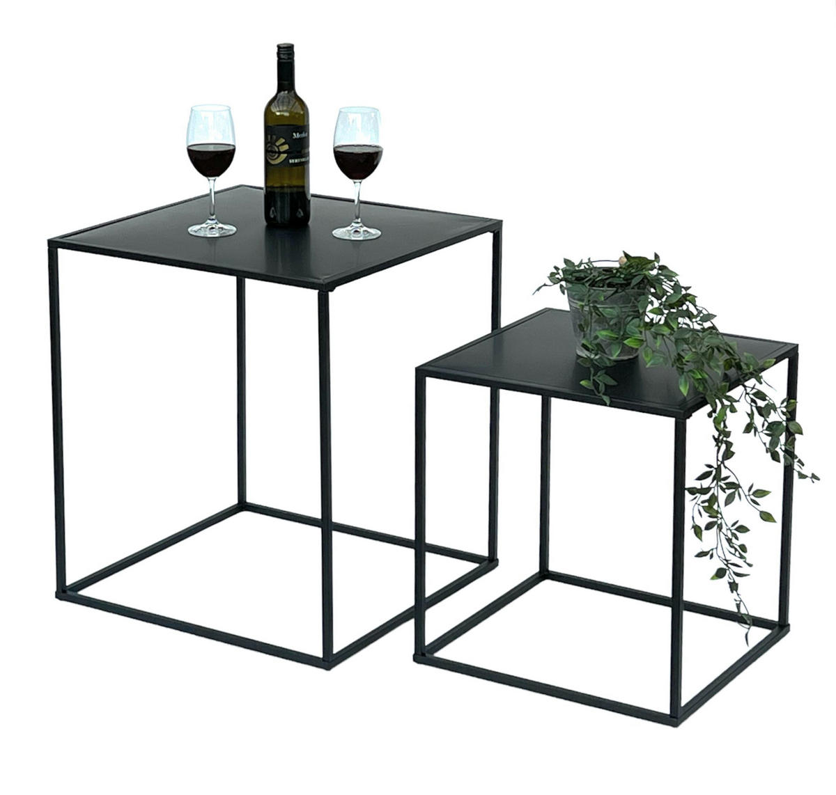 COUCHTISCH 2er Set Schwarz Metall - Schwarz, Metall (52/52/60cm) - DanDiBo