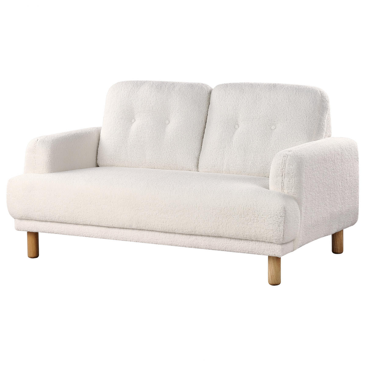 2-SITZER-SOFA Bouclé Weiß Tuve - Hellbraun/Weiß, Textil (149/85/90cm) - Beliani