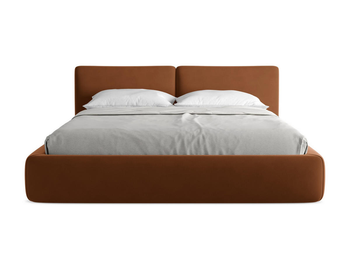 POLSTERBETT mit Bettkasten und Lattenrost 200x228 Orange - Terracotta/Schwarz, Kunststoff/Textil (180/200cm) - Makamii