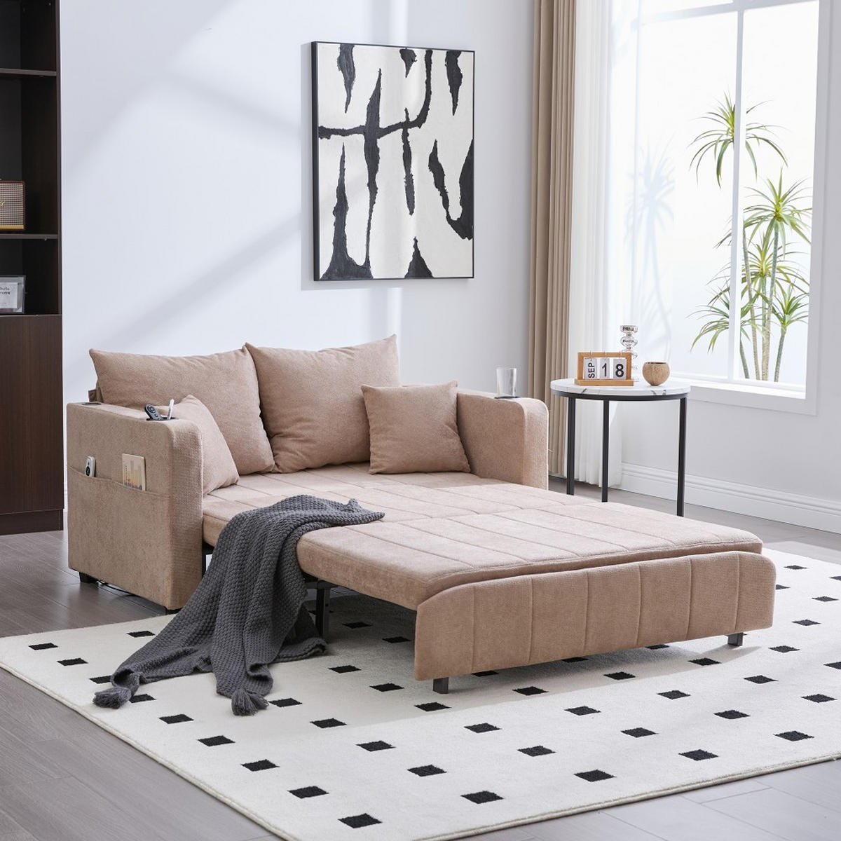 SCHLAFSOFA Zweisitzer mit Schlaffunktion,ausziehbar,Chenille,Rosa - Rosa, Textil (73/83/139cm) - LVHOM