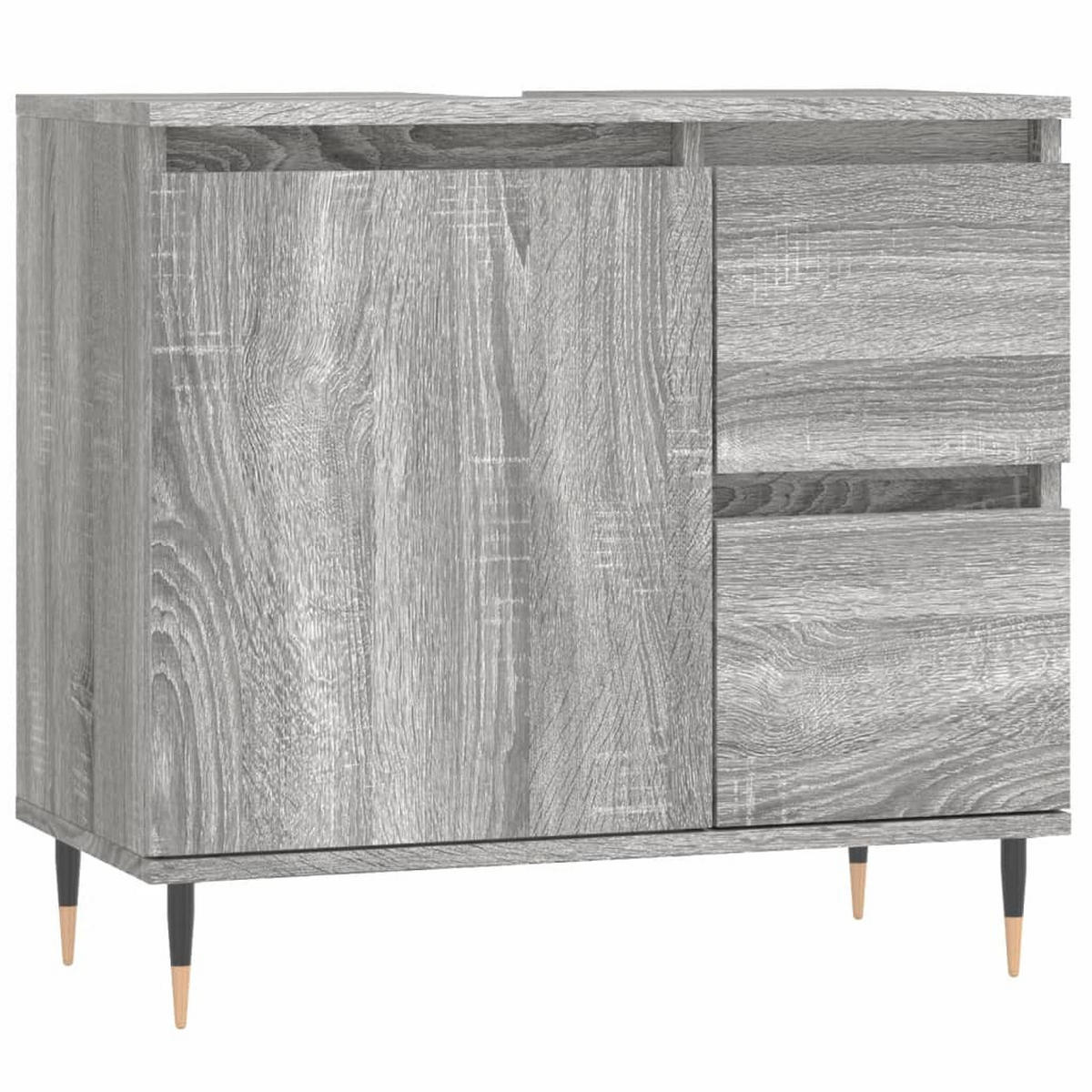 BADMÖBEL-SET 3-TLG. Grau Sonoma Holzwerkstoff - Grau, Holzwerkstoff (30/190/30cm) - vidaXL