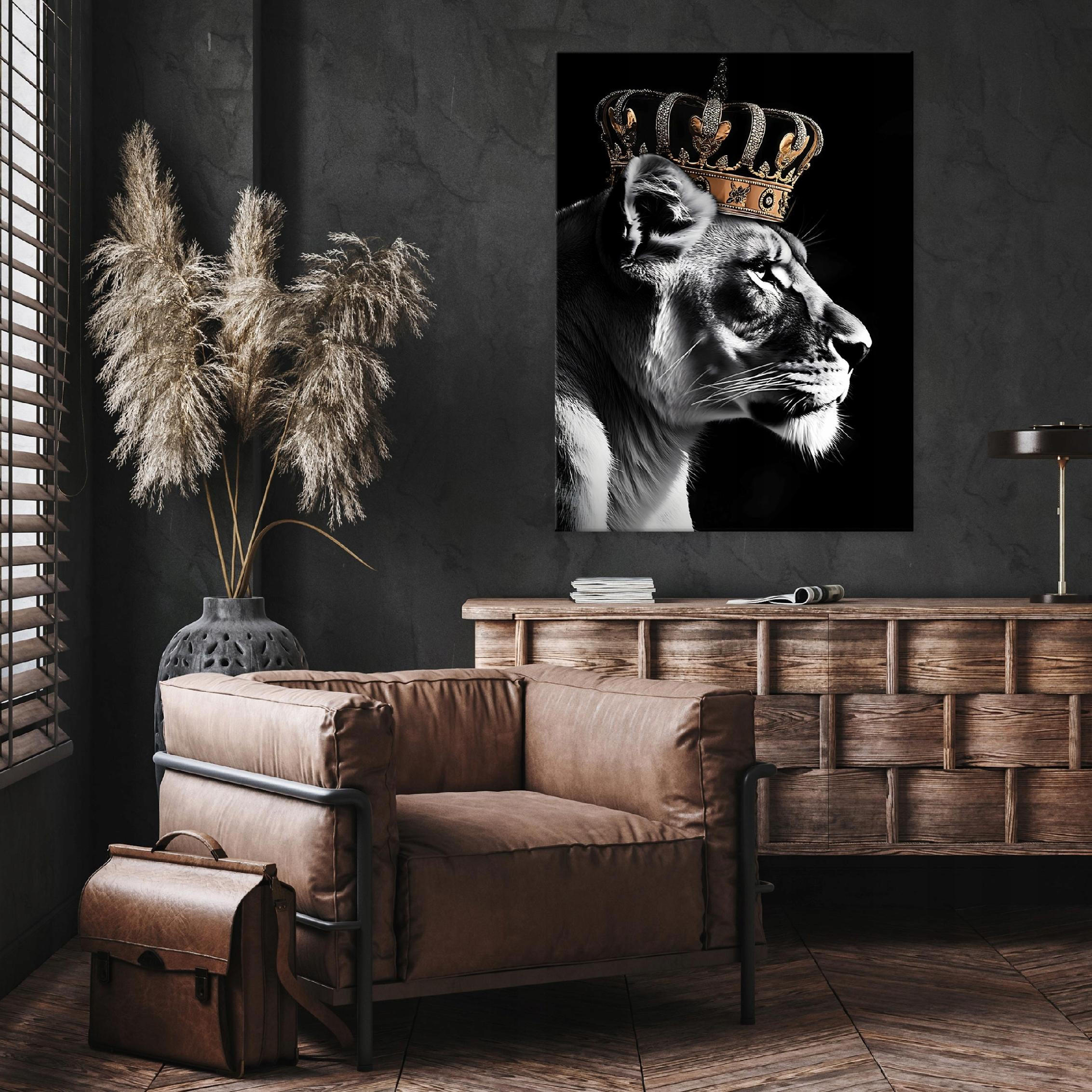 BILDER auf Leinwand Löwe Motivation Tiere 120x80 - Multicolor, Holzwerkstoff (80/120cm) - Wallarena