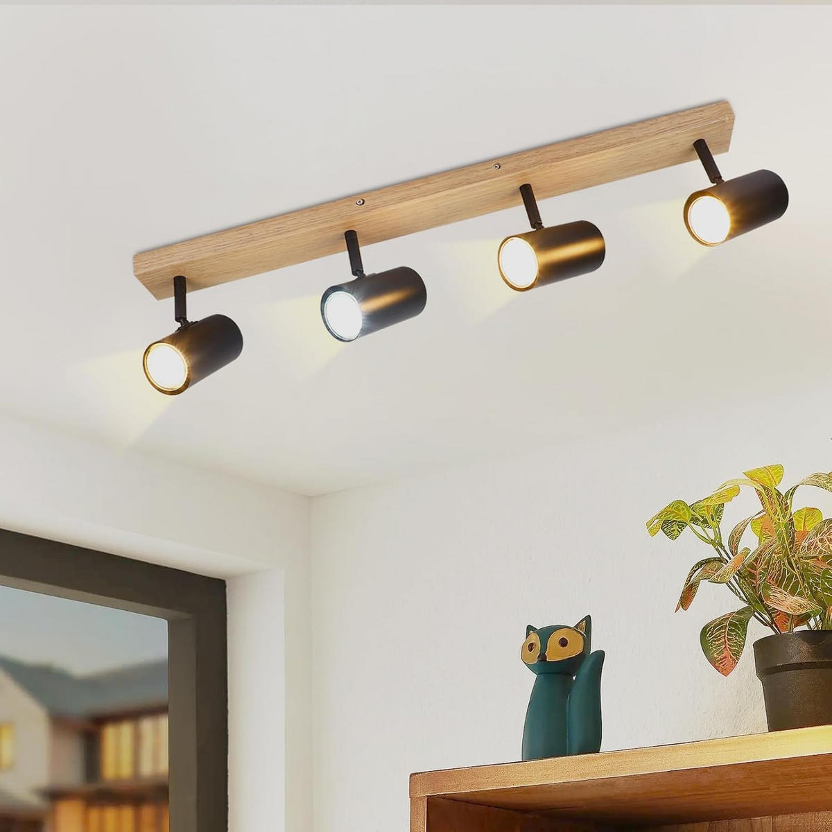 STRAHLER Engel 4-flammig 60/6/16.5 cm - Schwarz, Metall (21/13/13cm) - ZMH