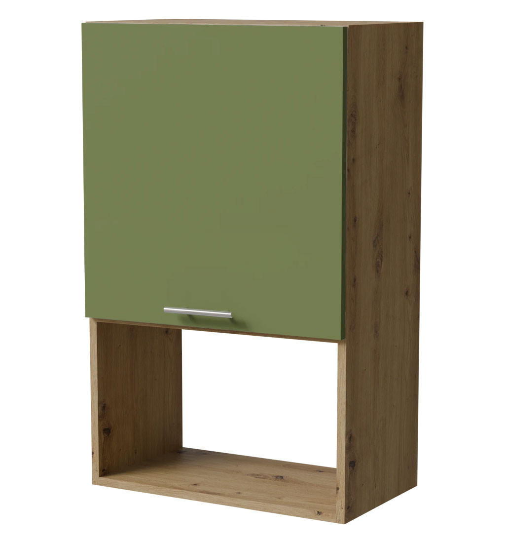 MIKROWELLENUMBAUSCHRANK Brerra W4MK/60 Eiche Artisan / RAL 6025 farngrün Matt 60 /32,5 / 96cm - Eiche Artisan/Grün, Holz/Holzwerkstoff (60/96/32.5cm) - Feldmann-Wohnen