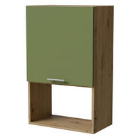 MIKROWELLENUMBAUSCHRANK Brerra W4MK/60 Eiche Artisan / RAL 6025 farngrün Matt 60 /32,5 / 96cm - Eiche Artisan/Grün, Holz/Holzwerkstoff (60/96/32.5cm) - Feldmann-Wohnen