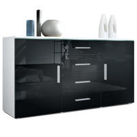 SIDEBOARD Verona Schwarz Hochglanz - Schwarz Hochglanz, Holzwerkstoff (139/72/35cm) - Vladon