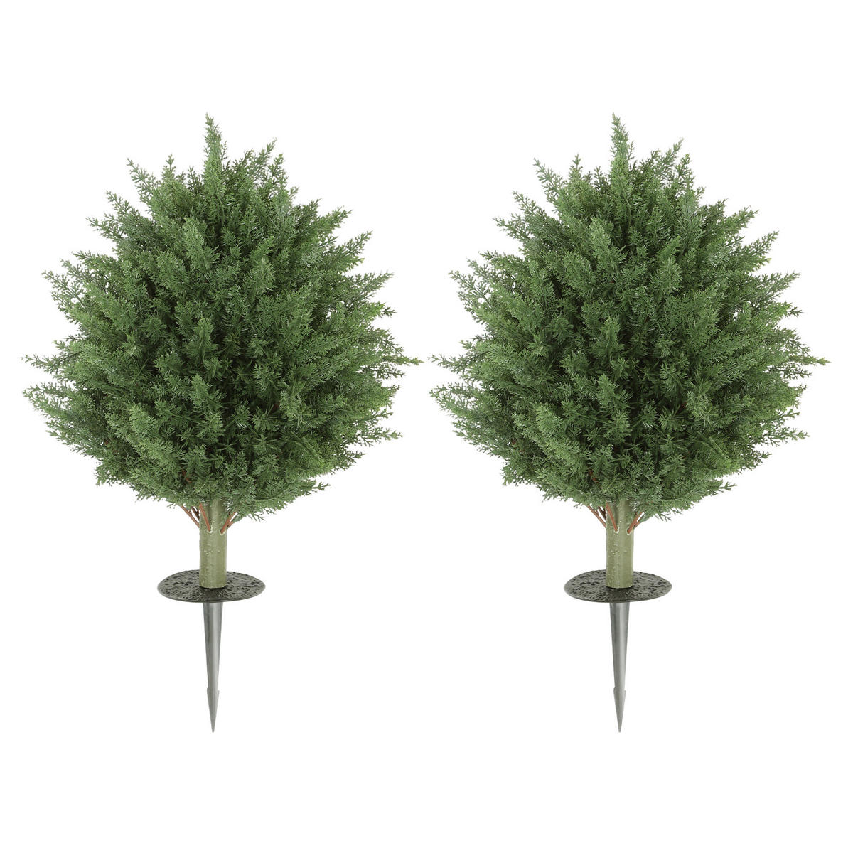 PFLANZENSET Grün realistisch mit Erdspieß UV-beständig 60 cm (2er-Set) - Grün, Kunststoff (60cm) - PANGIVO