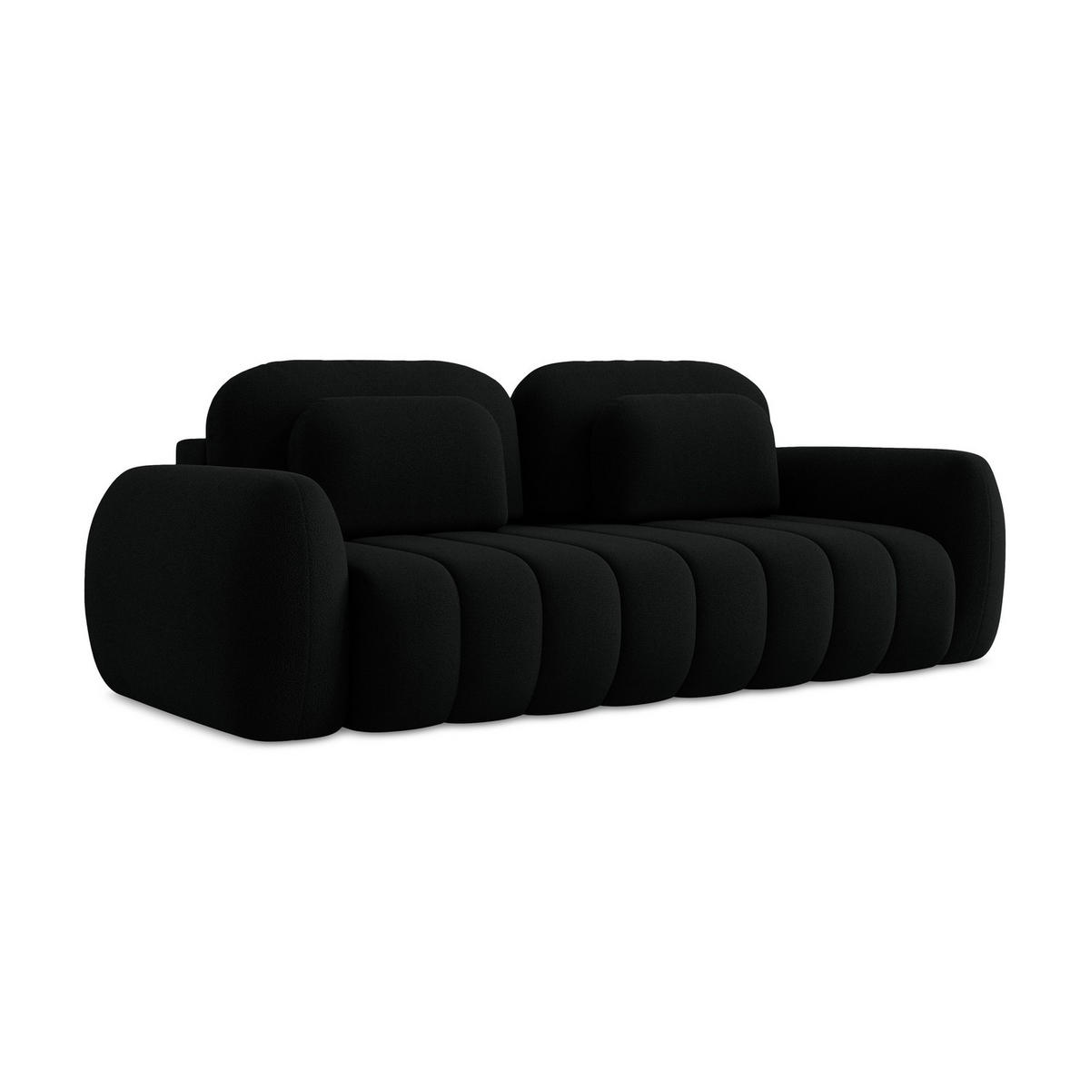 3-SITZER SOFA mit Schlaffunktion Bouclé Stoff Schwarz - Schwarz, Holzwerkstoff/Kunststoff (266/95/121cm) - LaMiaSofa