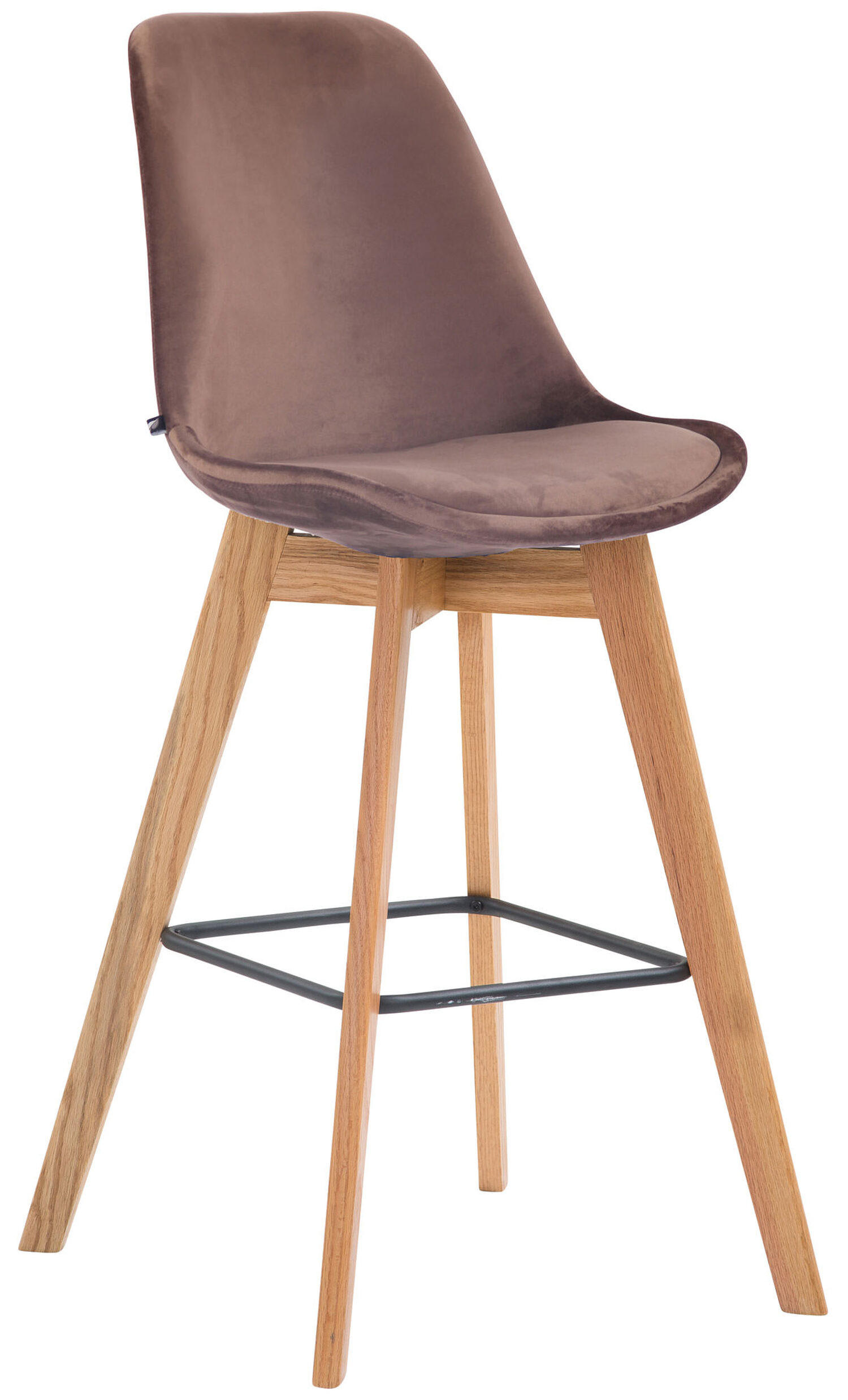 BARHOCKER Medoc, Gestell Natura, Samt Braun - Braun/Naturfarben, Holz/Textil (48/100/56cm) - TPFLiving