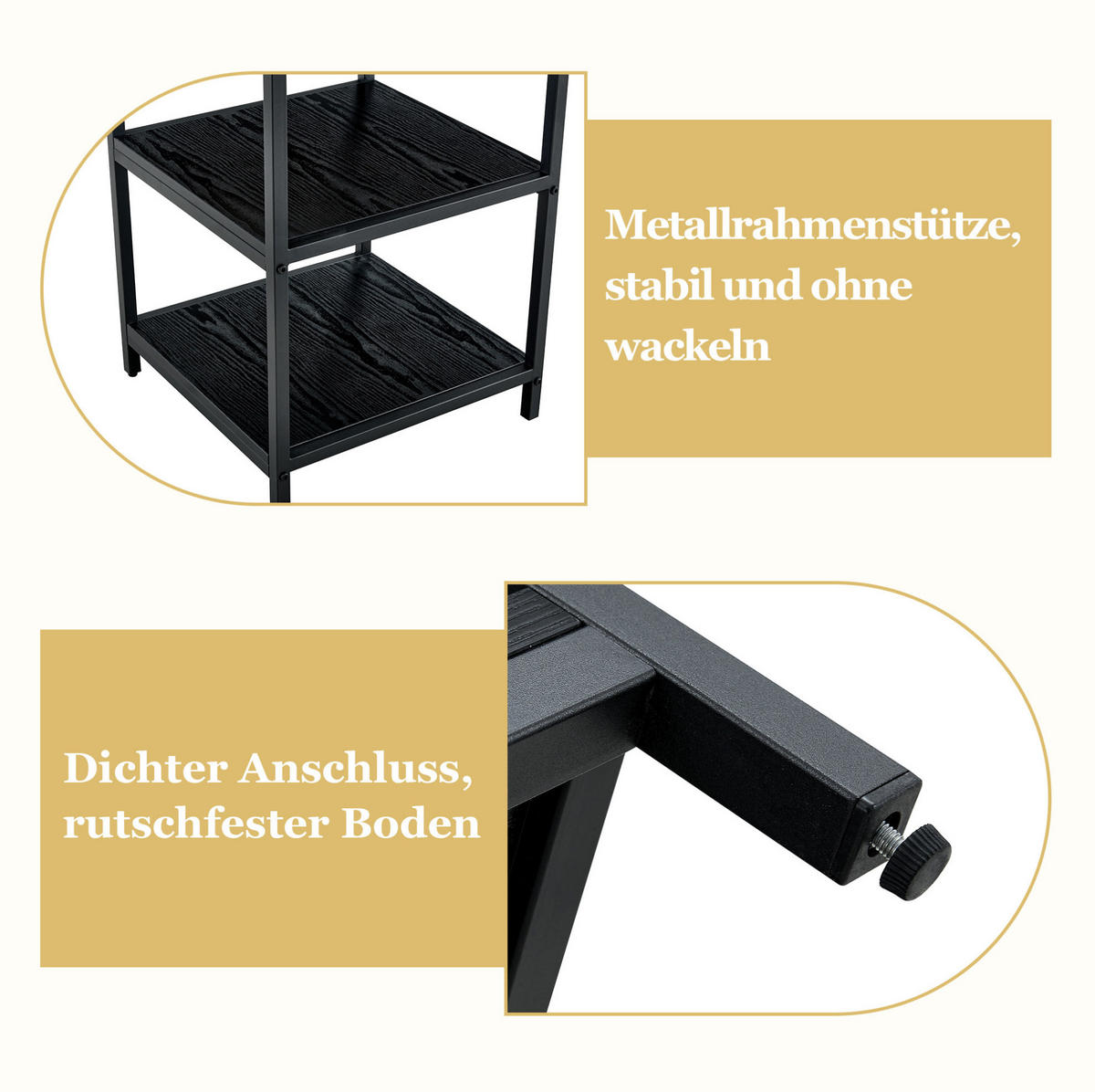 ESSTISCH-SET rund 107 cm mit 4 Stühlen Schwarz/Hellgrau - Multicolor, Metall (107/75/107cm) - Meubliv