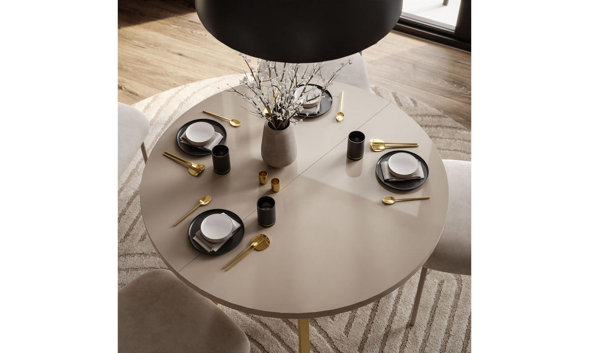 ESSTISCH VOLTA GLOSS 100/100/72,5 cm Tischplatte: Kaschmir Glanz; Gestell: Golden - Kaschmir/Goldfarben, Holzwerkstoff/Metall (100/100/72.5cm) - Lookway