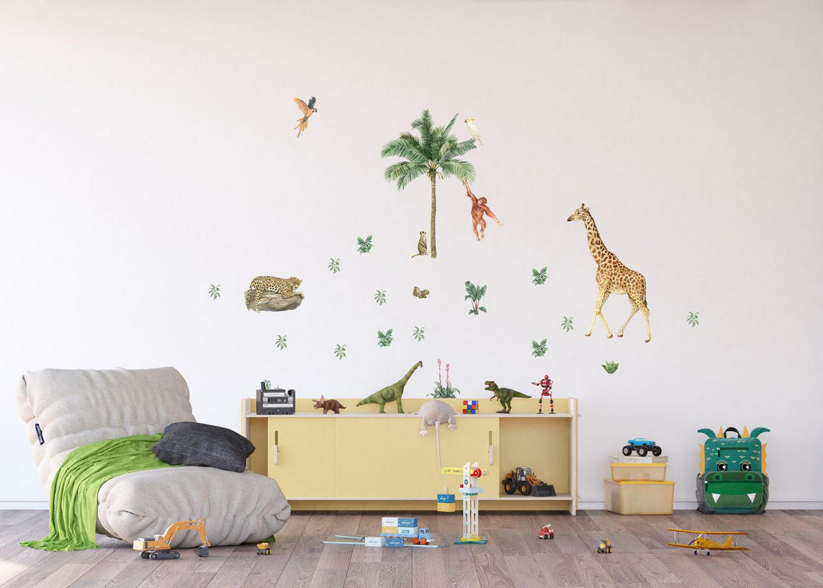 WANDTATTOO Dschungeltiere 85 x 65 cm - Multicolor, Papier (85/65/65cm) - Sanders & Sanders