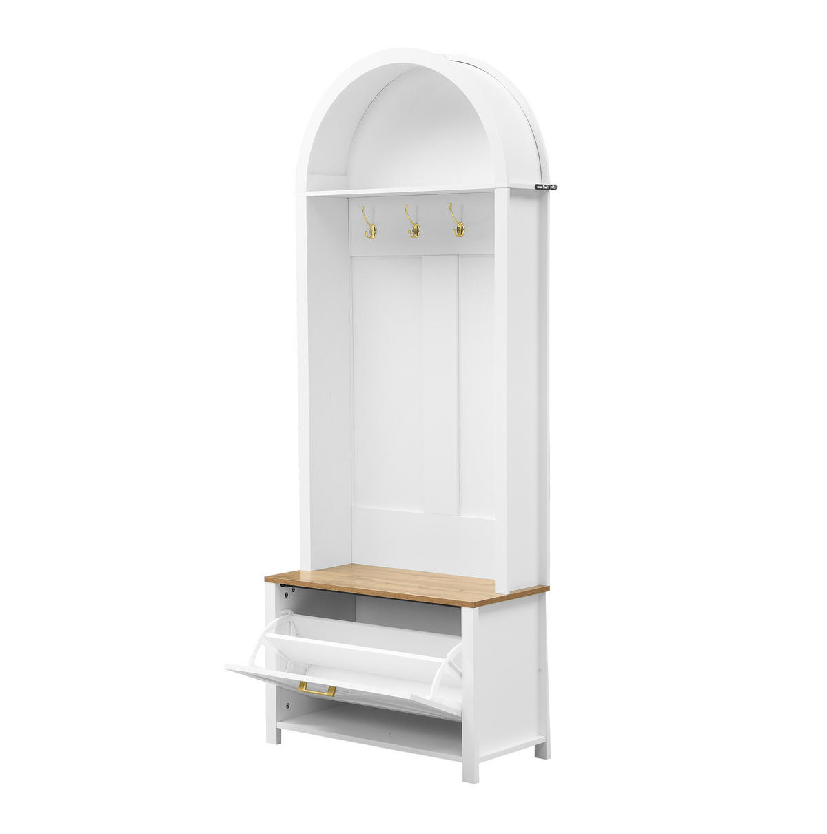 GARDEROBENSCHRANK mit Schuhfach 75 x 35 x 195 cm MDF Weiß Holzoptik - Weiß, Holzwerkstoff (35/195/75cm) - Beauniv