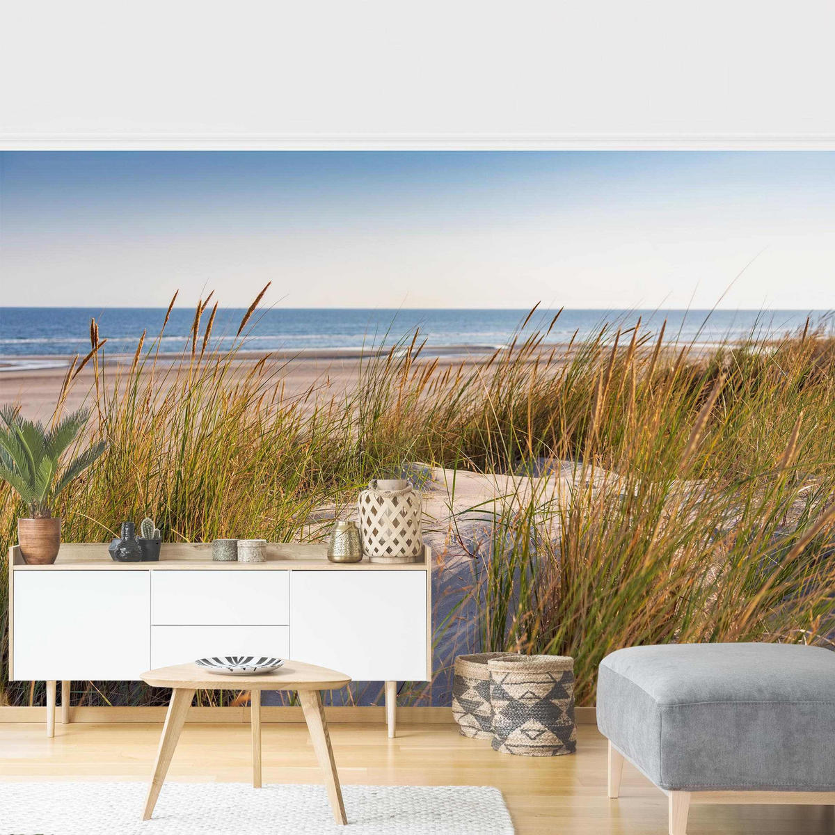 FOTOTAPETE Stranddüne am Meer 384/255 cm - Eichefarben, Papier (384/255cm) - Bilderwelten