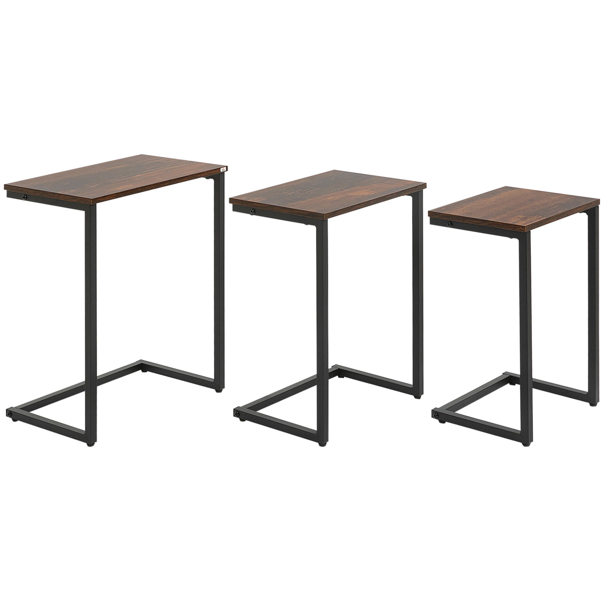 BEISTELLTISCH aus Holz 45x30x60 cm Braun verschachtelbar mit Stahlgestell - Braun, Holzwerkstoff (30/45/60cm) - Modfu