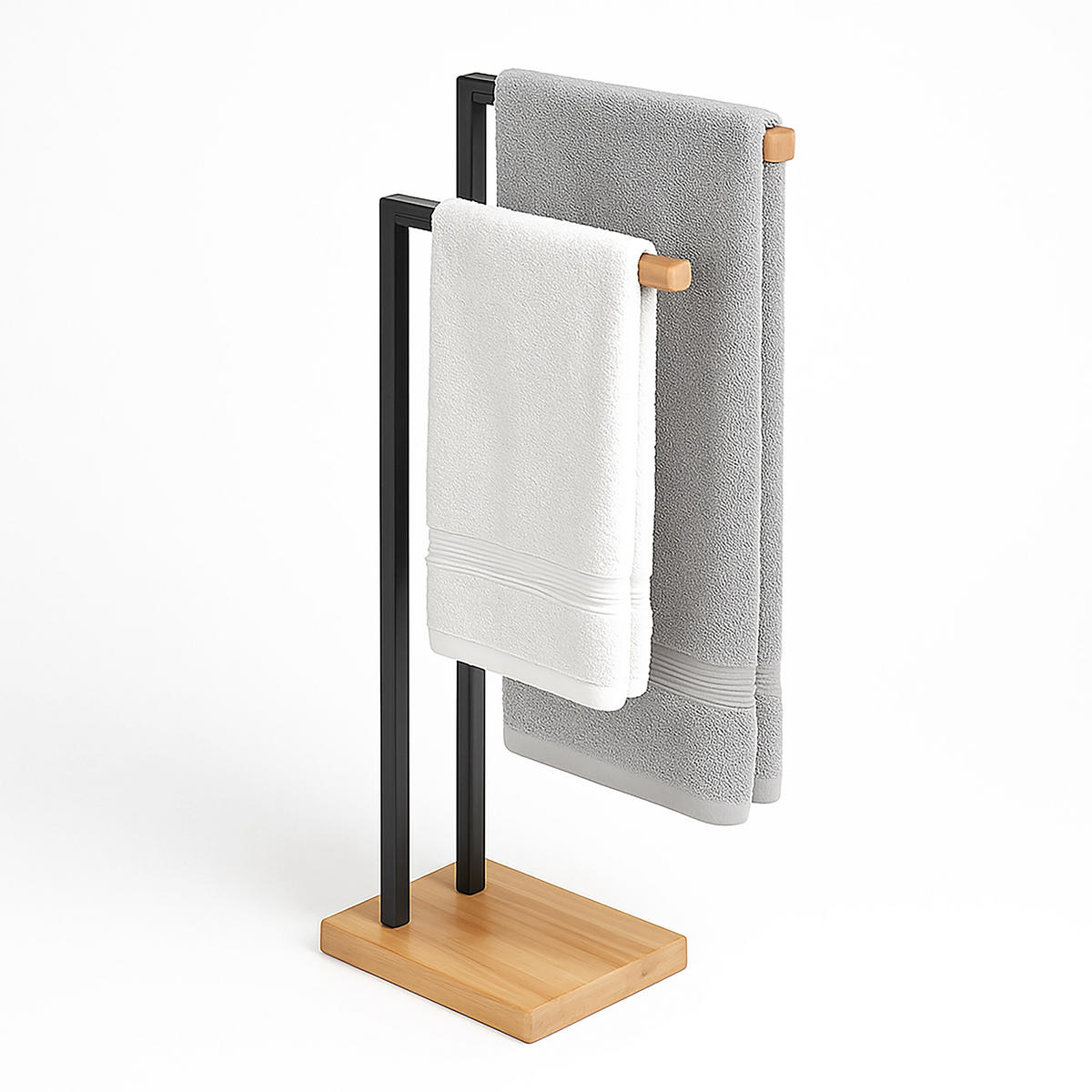 HANDTUCHHALTER - Schwarz, Holz/Kunststoff (38.5/80.5/19.5cm) - Relaxdays