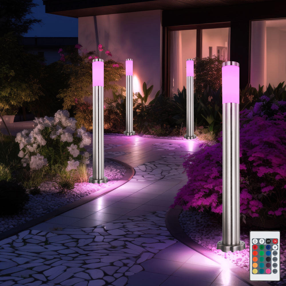 LED WEGELEUCHTE Edelstahl Silber 4er Set - Silberfarben, Metall (11/80/80cm) - Globo Lighting