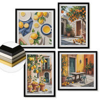 WANDBILDER 4er-Set - 50x50 cm & 40x60 cm Schwarzer Rahmen - Zitrusbäume in einem sonnigen Garten - Schwarz, Kunststoff (50/50cm) - ArtPrintCave