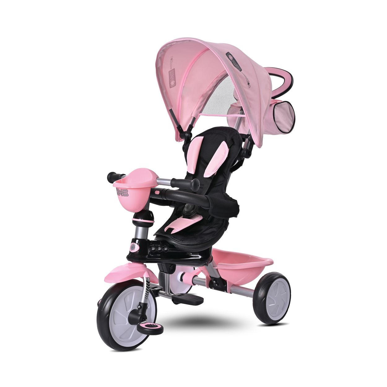 DREIRAD One 3 in 1 pink EVA-Reifen Schiebestange Anti-Rutsch Pedale umbaubar - Pink, Metall (70/50/96cm) - Lorelli
