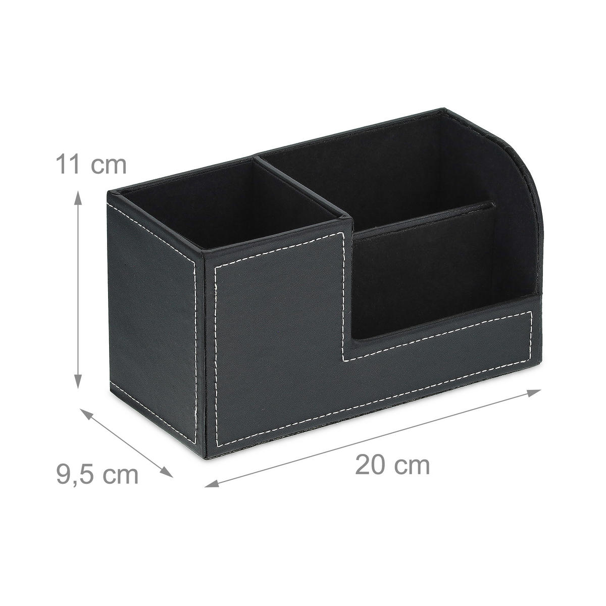 SCHREIBTISCH-ORGANIZER - Schwarz, Holzwerkstoff/Kunststoff (9.5/20/11cm) - Relaxdays