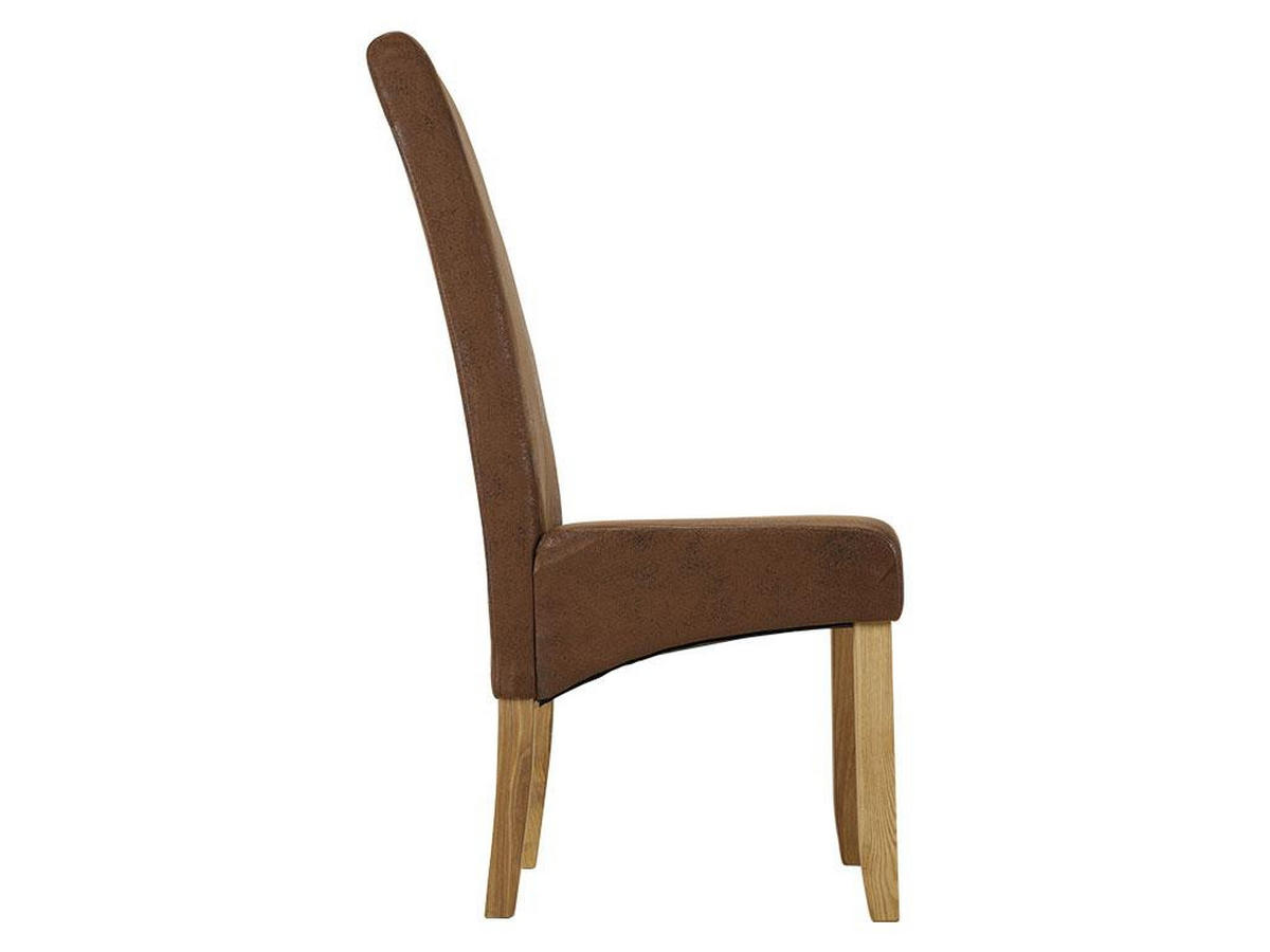 STUHL 2er-Set - Microfaser - Helles Holz - SANTOS - Braun, Textil (63/107/47cm) - Vente-Unique