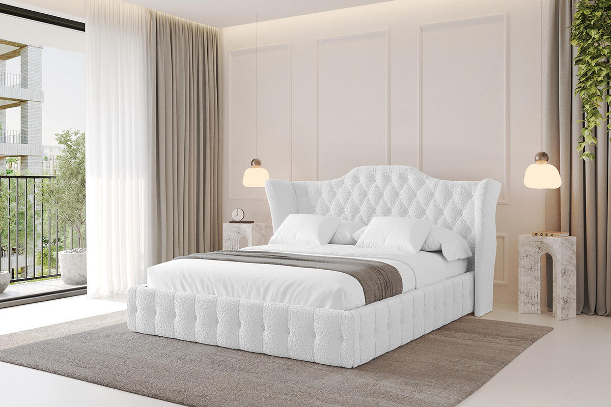 POLSTERBETT mit Bettkasten und Lattenrost, Boxbett ohne Matratze - MODY 180x200 Weiß - Weiß, Holzwerkstoff/Textil (180/200cm) - ALTDECOR
