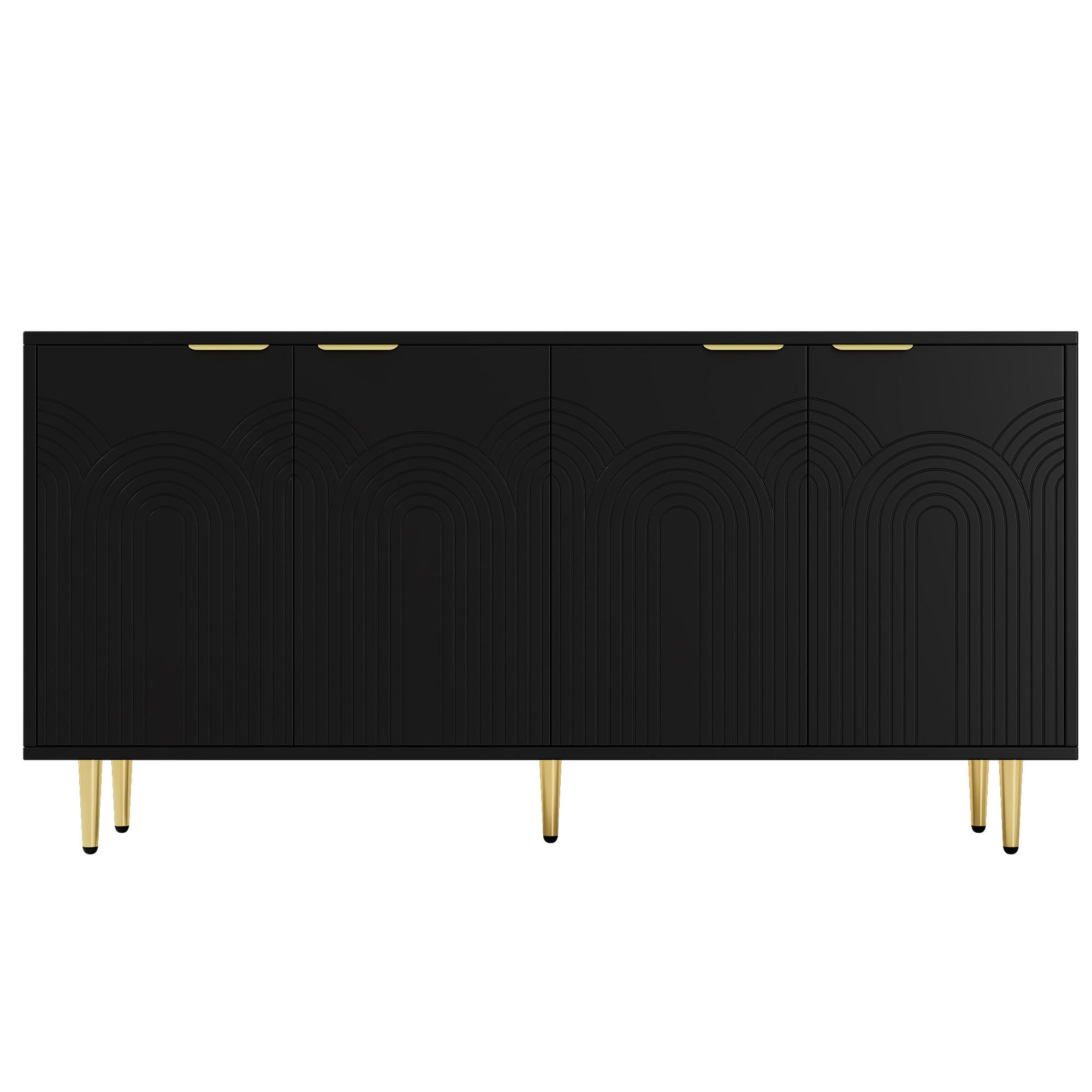 SIDEBOARD Schwarz 160/40/80 cm - Schwarz, Holzwerkstoff (160/80/40cm) - PANGIVO