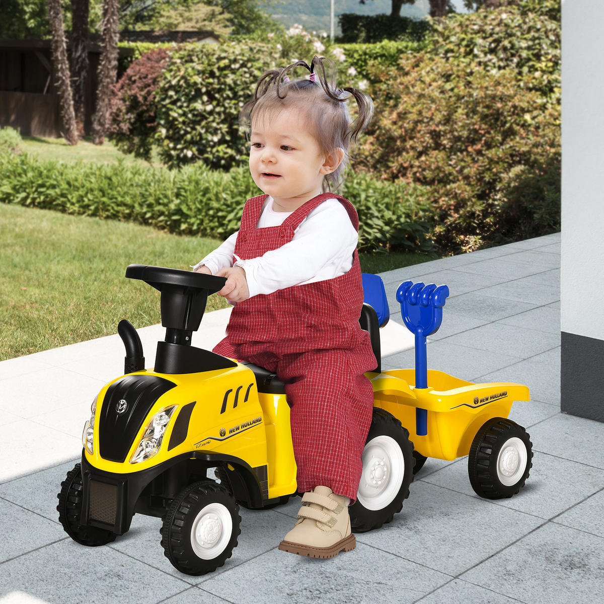 KINDER RUTSCHAUTO, Blau/Gelb, PP+ Metall - Gelb, Kunststoff (91/29/44cm) - HOMCOM