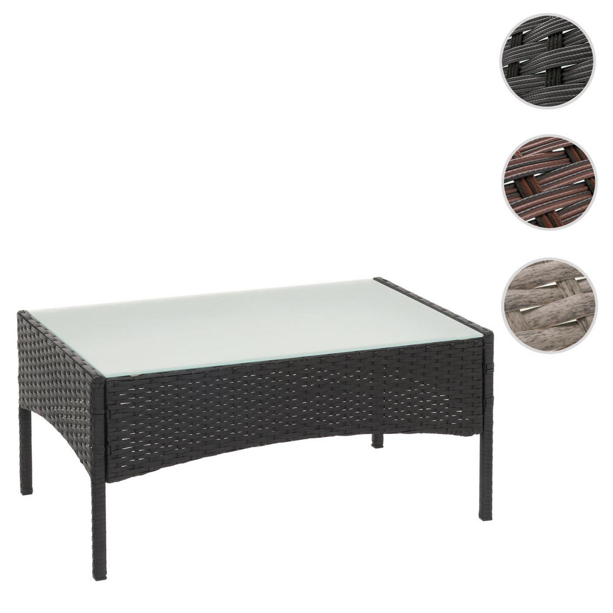 POLY-RATTAN GARTENTISCH rechteck Schwarz - Schwarz, Kunststoff (48/79/38cm) - MCW
