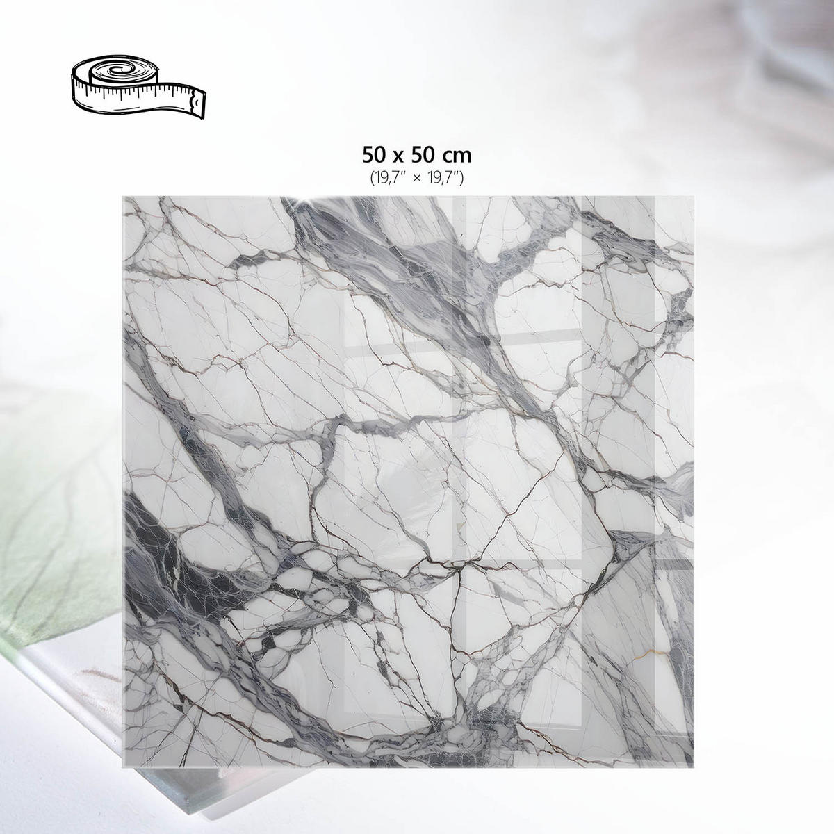 TISCHPLATTE 50x50 cm – Marmorstruktur - Beige, Glas (50/50/0.4cm) - Wallfluent